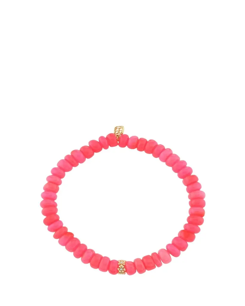 Sydney Evan 14K Diamond Daisy Rondelle on Pink Opal Bracelet - Women's Jewelry And Watches