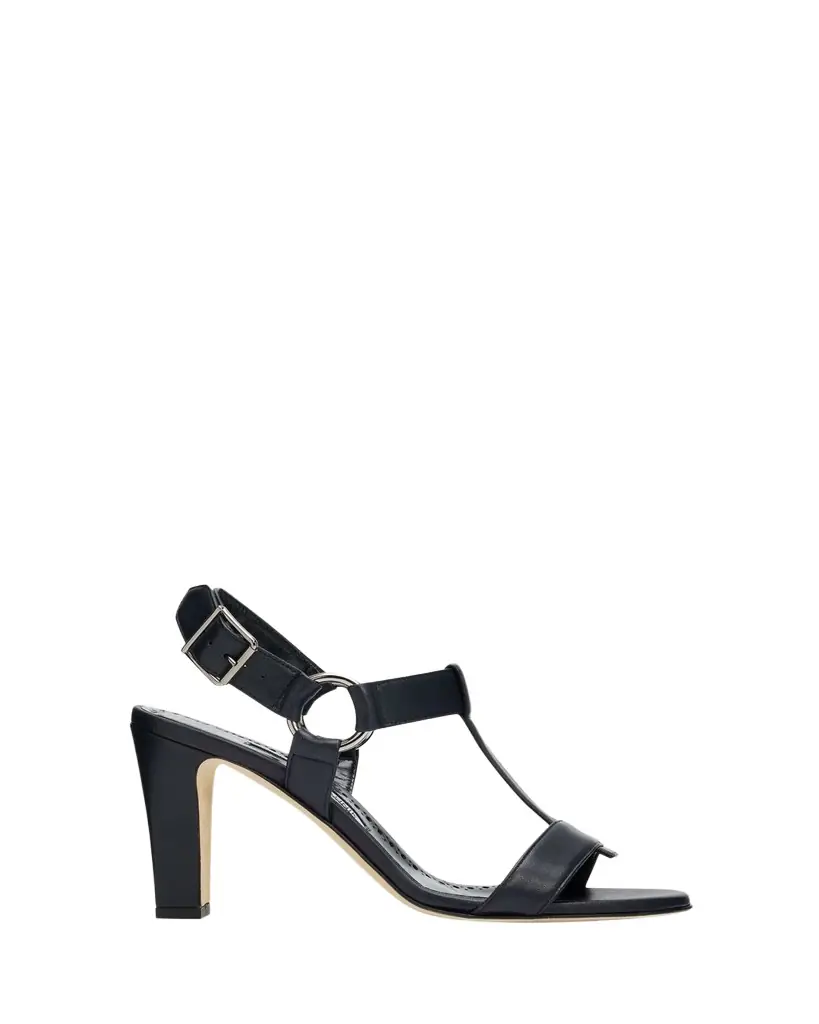 Manolo Blahnik 90mm Miona Leather T-Bar Sandals