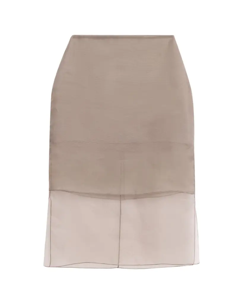 Brandon Maxwell Brett Layered Silk Organza Midi Pencil Skirt