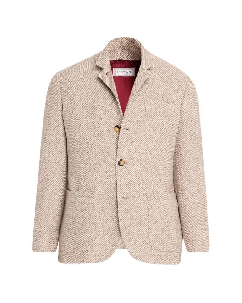Brunello Cucinelli Men's Cashmere and Silk Diagonal Stripe Sport Coat