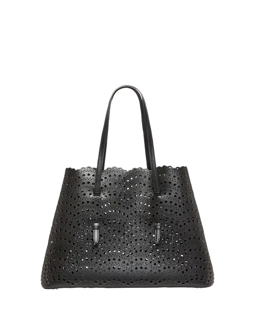 ALAIA Mina 37 Large Perforated Leather Tote Bag