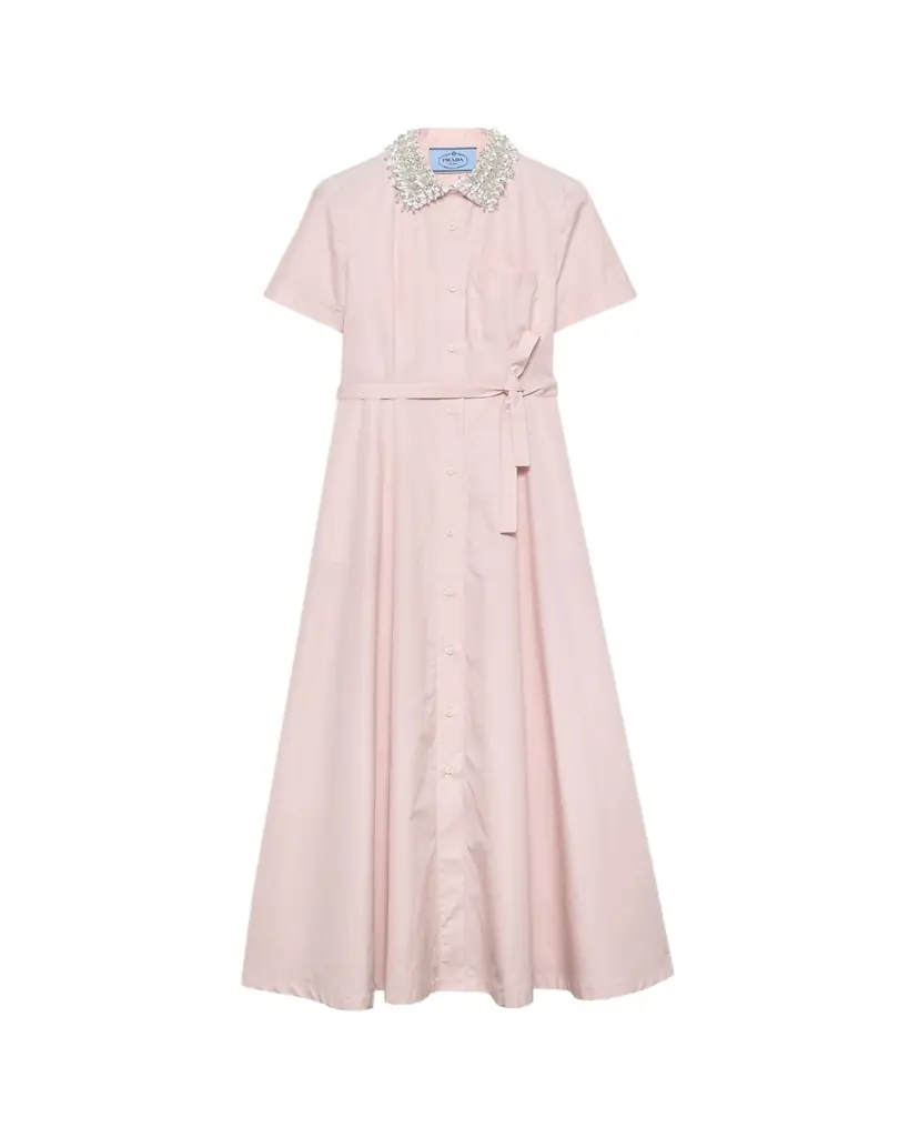 Prada Embroidered Poplin Shirtdress