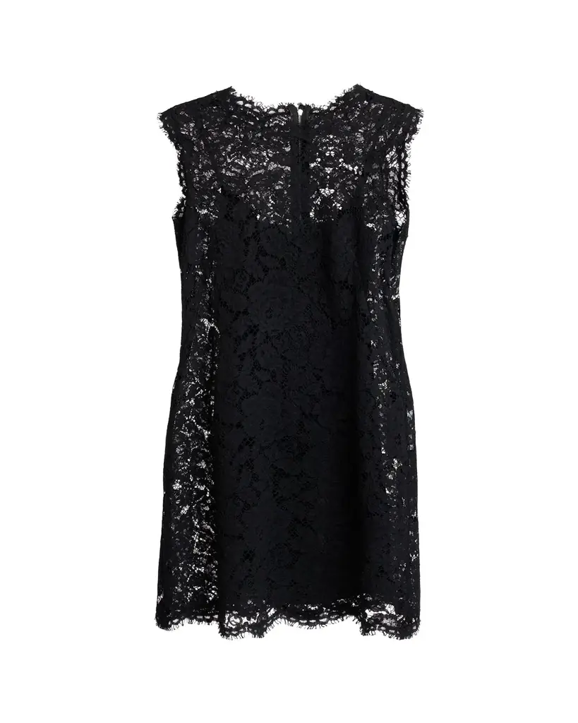 Dolce & Gabbana Sleeveless Floral Lace A-Line Dress
