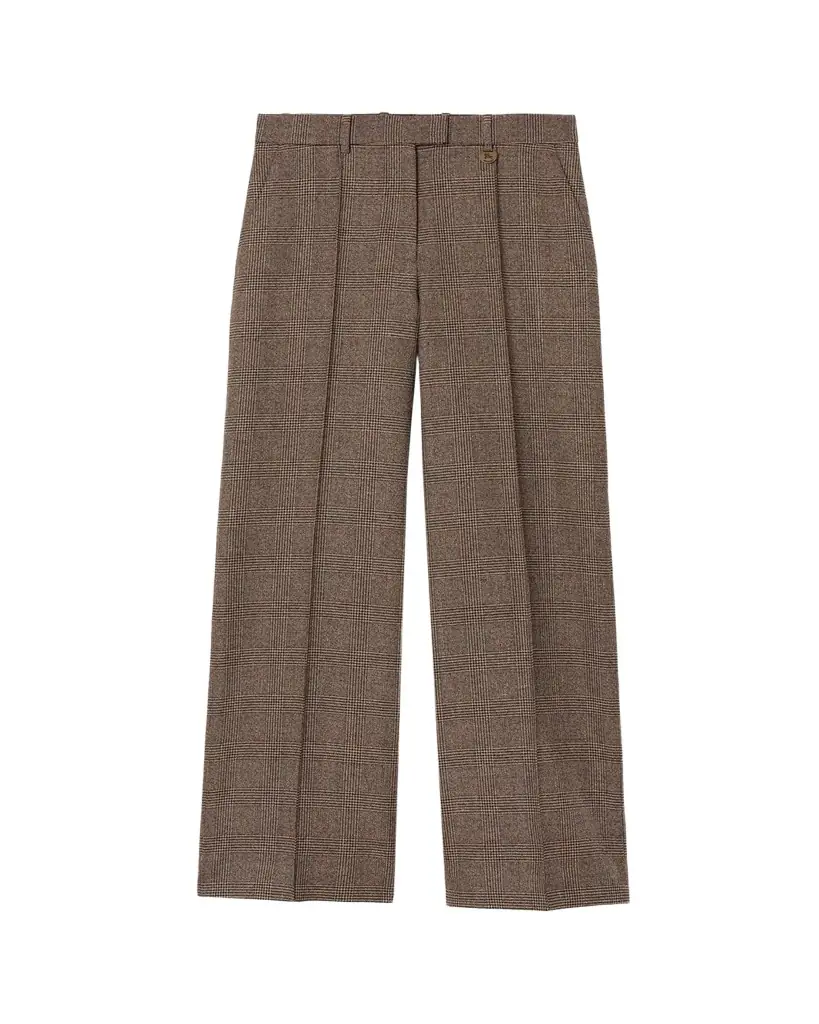 Burberry Rozalyn Check Pintuck Straight-Leg Trousers - Women's Clothing