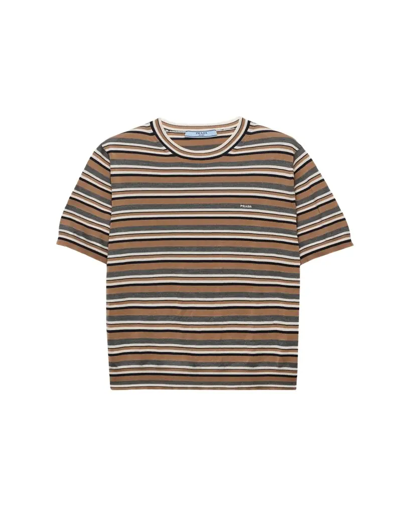 Prada Short-Sleeve Striped Jersey T-Shirt