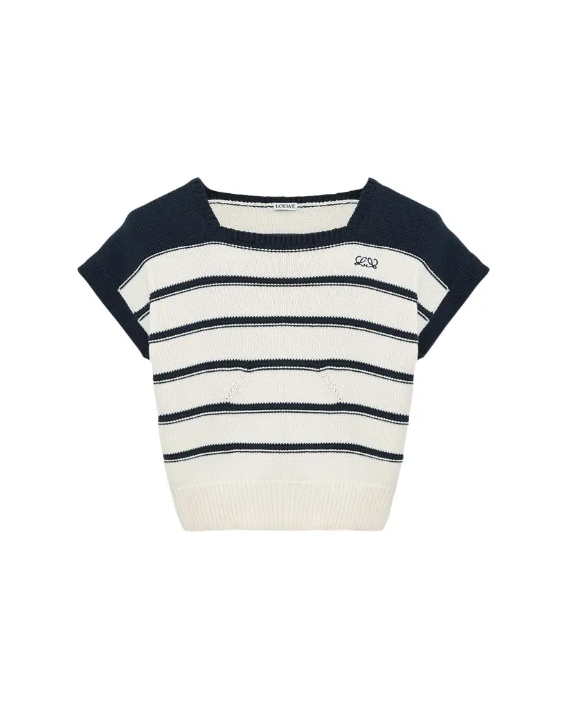 Loewe Short-Sleeve Stripe Knit Sweater