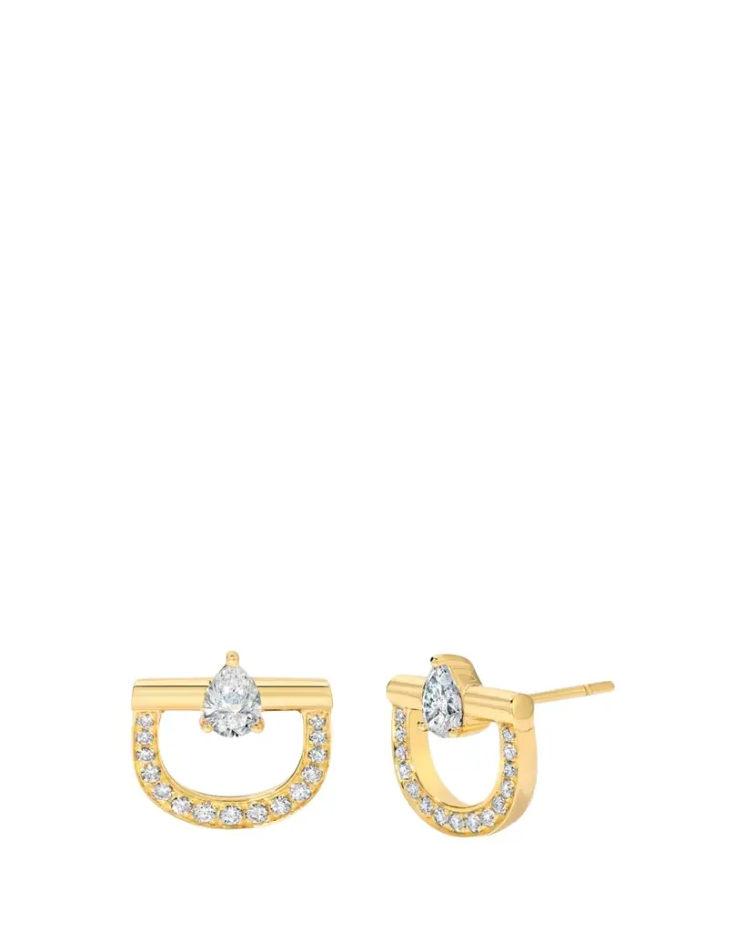Graziela Gems 18K Diamond Stirrup Stud Earrings
