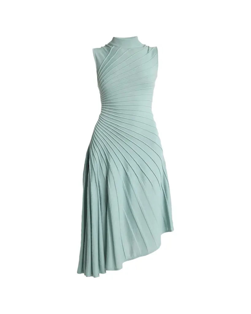 ALAIA Mock-Neck Sculpting Wool Dress