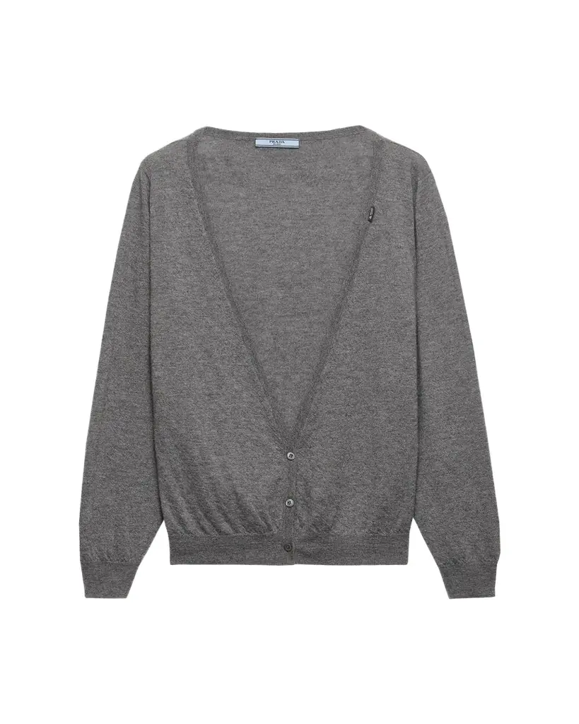 Prada Plunging V-Neck Cashmere Cardigan - Women's Clothing