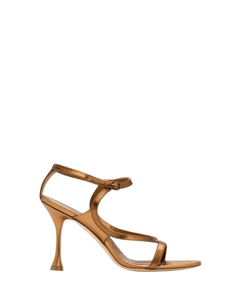 Manolo Blahnik 105mm Tibula Metallic Leather Sandals