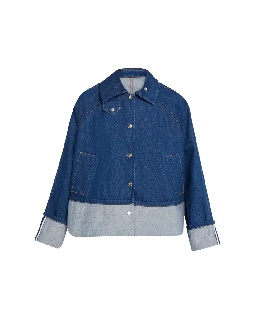Brandon Maxwell Wells Trapeze Denim Jacket