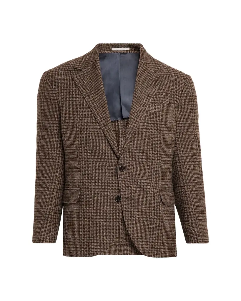 Brunello Cucinelli Men's Cashmere Houndstooth Check Single-Breasted Sport Coat