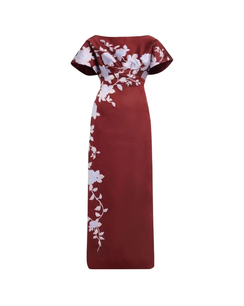 Lela Rose Rose Fil Coupe Empire-Waist Column Gown