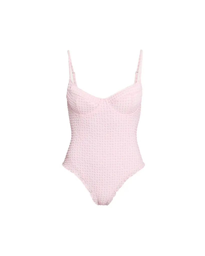 SIMKHAI Suni Textured Gingham One-Piece Swimsuit