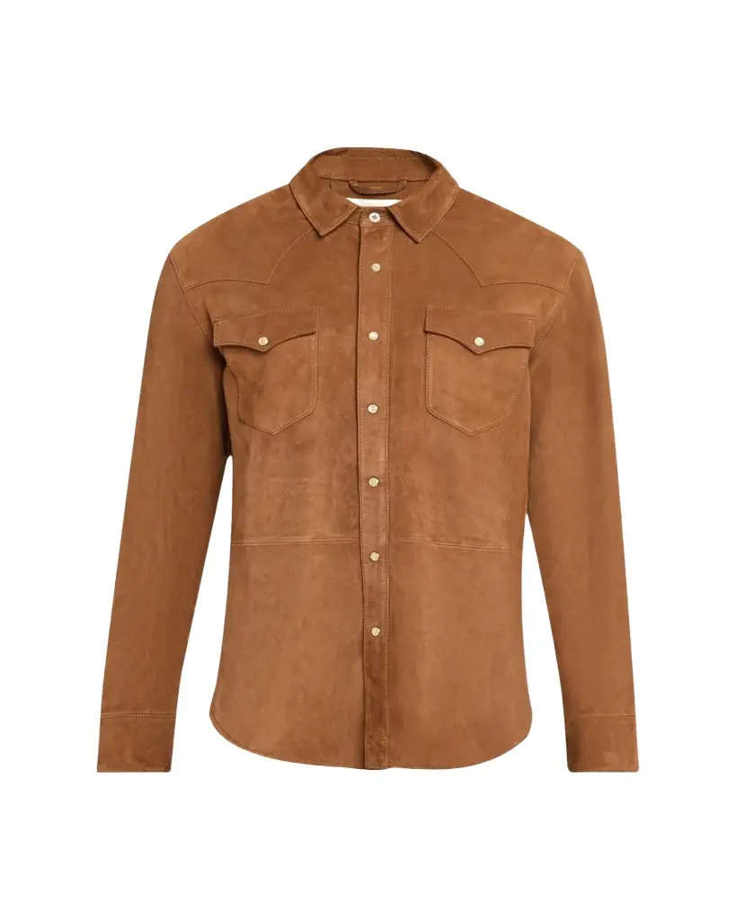 Officine Generale Men's Suede Western Overshirt