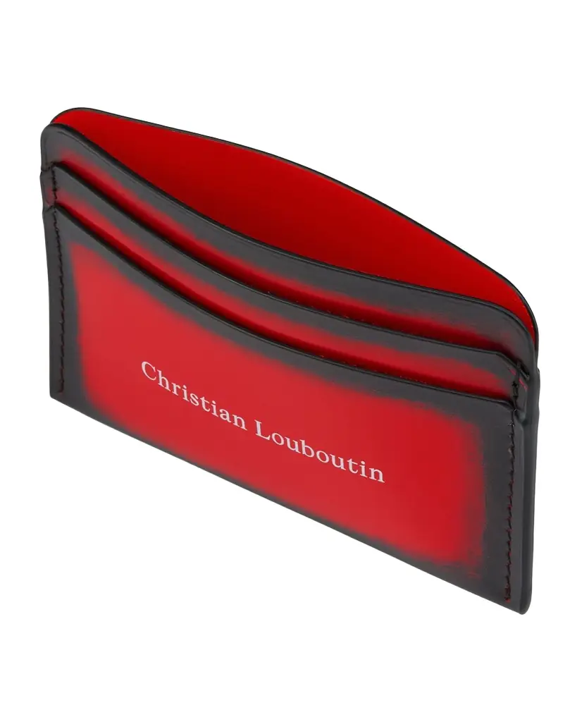 Christian Louboutin Men 's Canopy Card Holder in Brushed Leather