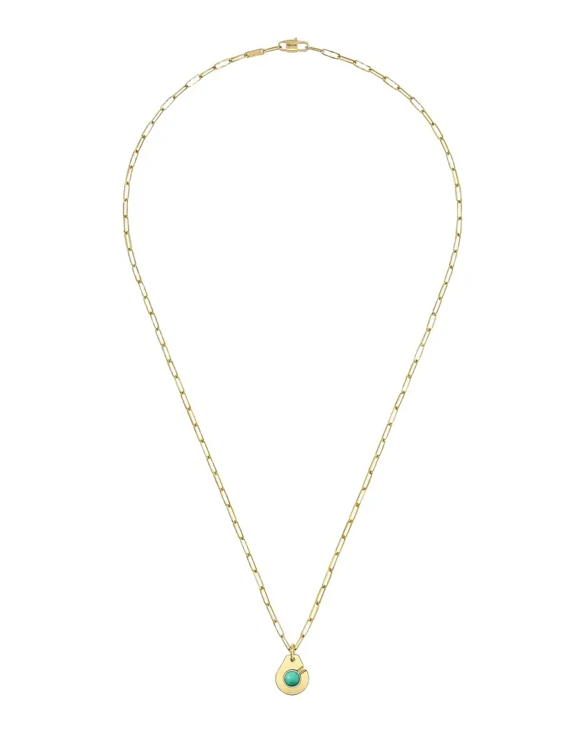 DINH VAN 18K Yellow Gold Menottes Pendant Necklace with Gemstone