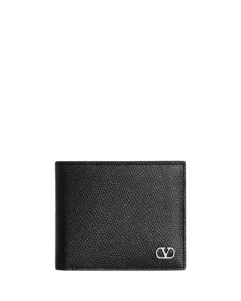 Valentino Garavani Men 's VLogo Signature Grainy Calfskin Billfold Wallet