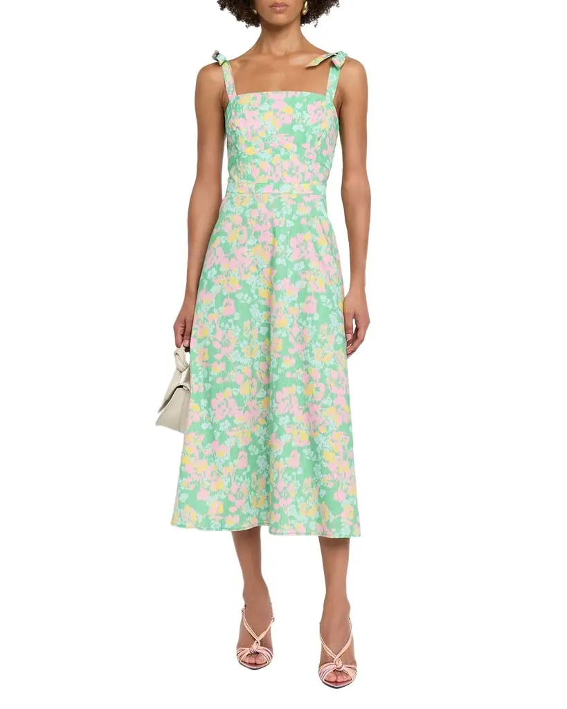Shoshanna Majorelle Floral-Print Stretch Cotton Midi Dress