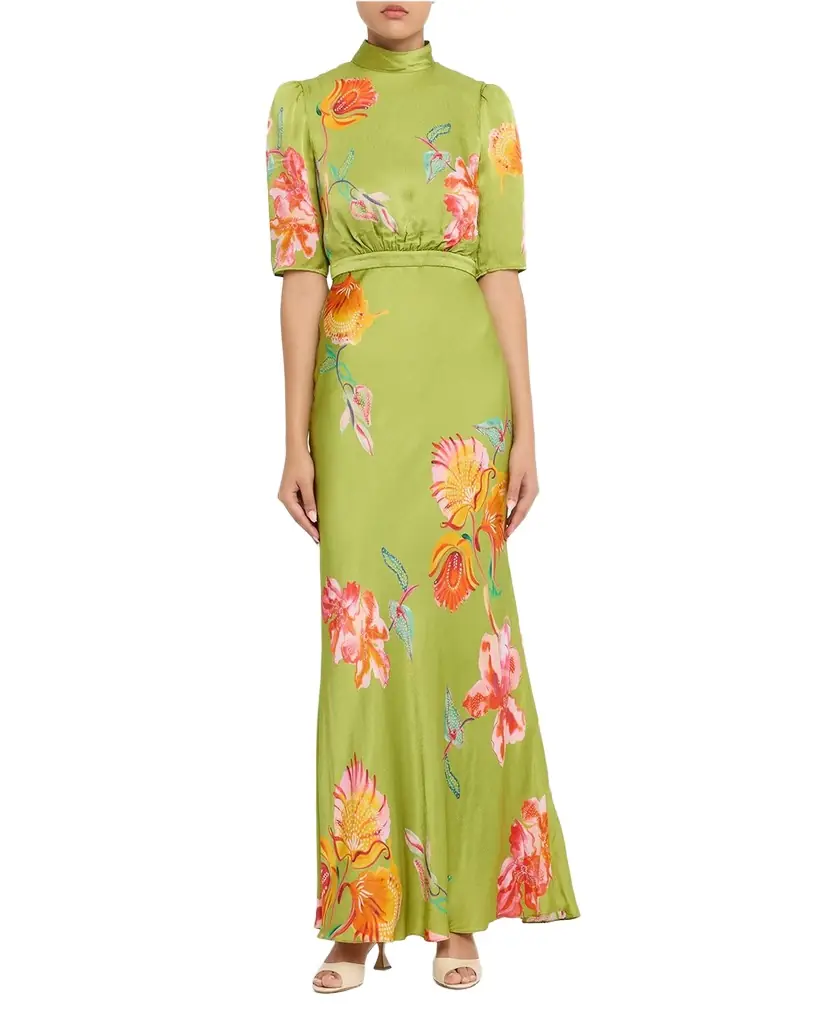 Saloni Adele B Floral Silk Dress