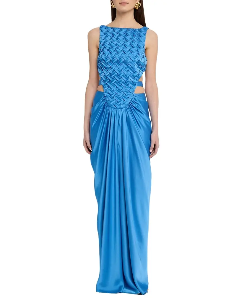 Et Ochs Magdalen Smocked Cutout Column Gown