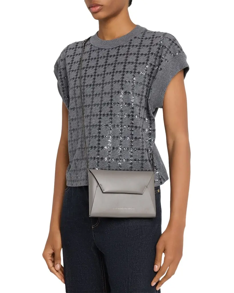 Brunello Cucinelli Leather Envelope Clutch Bag