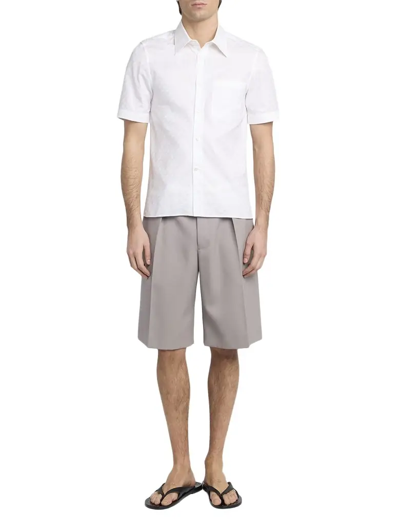 McQueen Men 's Cotton Skull Jacquard Short-Sleeve Shirt