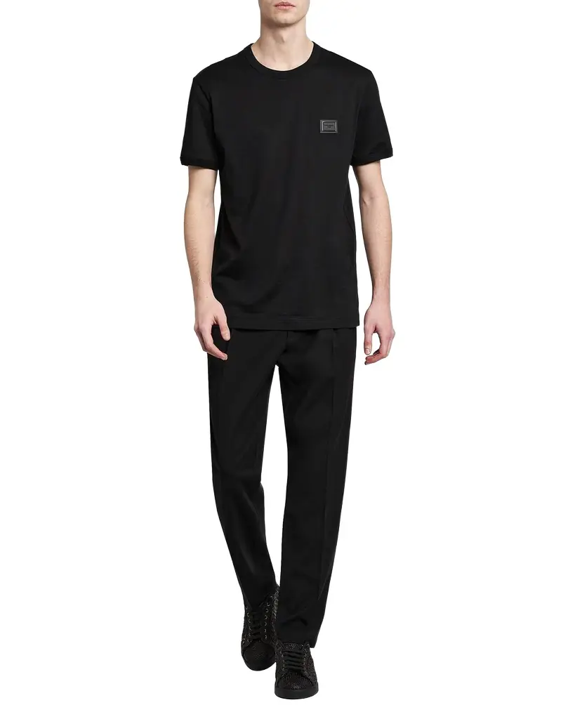 Dolce & Gabbana Men 's Logo Patch Cotton Crewneck T-Shirt