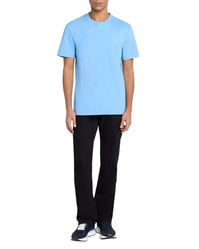 McQueen Men 's Cotton Upside-Down Skull Crewneck T-Shirt