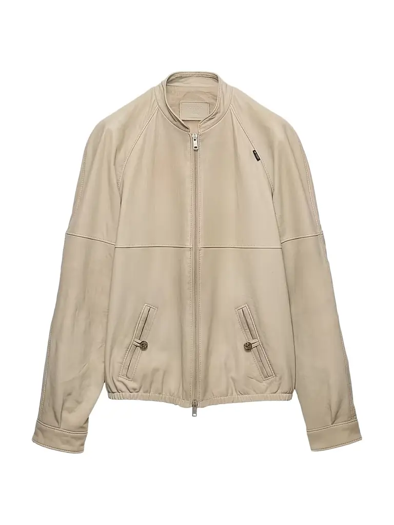Prada Men's Nappa Leather Jacket - Beige Khaki - Women's Clothing