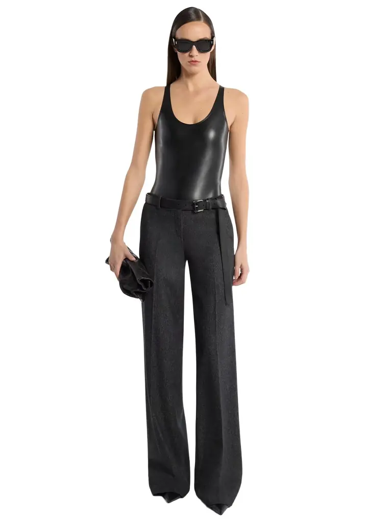 Michael Kors Collection Camilla Wool Denim Wide-Leg Trousers