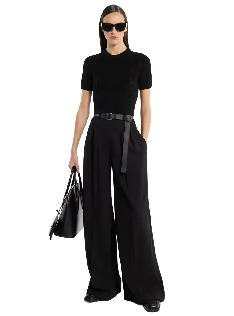 Michael Kors Collection Shannon High-Rise Stretch Wool Crepe Wide-Leg Trousers - Women's Clothing