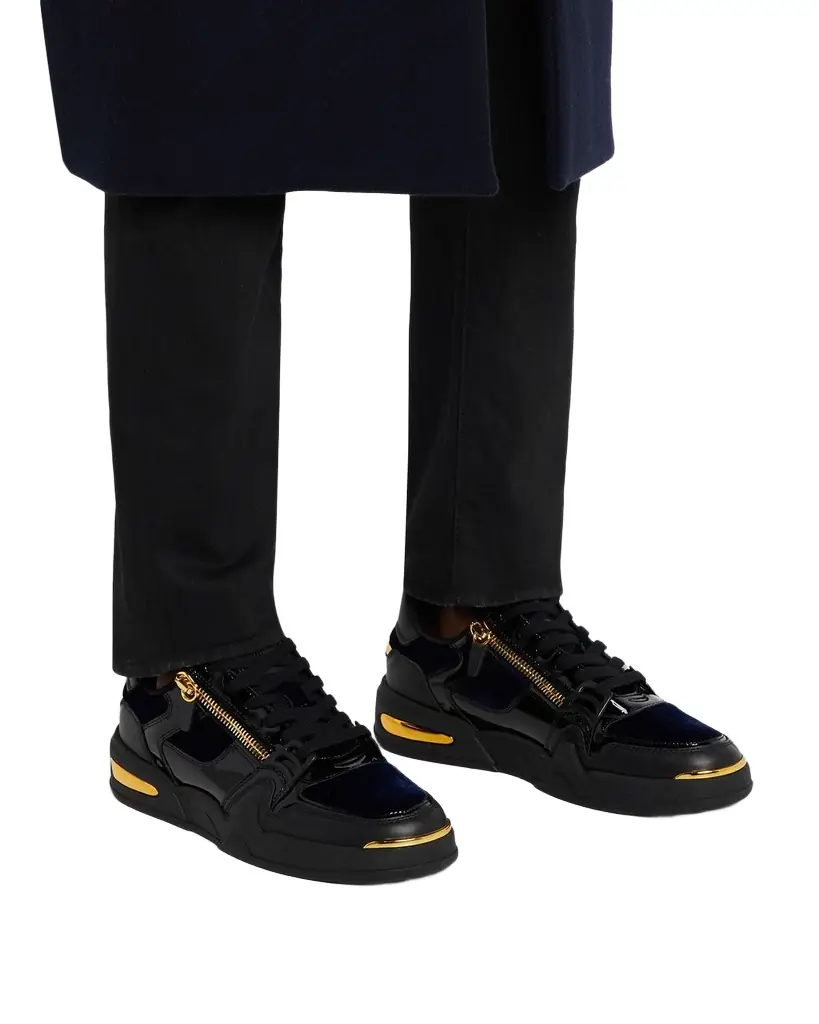 Giuseppe Zanotti Men 's Ghost Velvet and Leather Fashion Sneakers