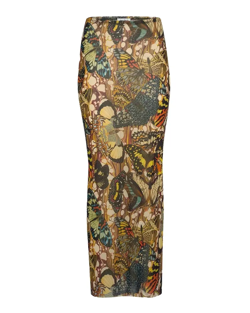 Jean Paul Gaultier Re-Edition Butterfly-Print Mesh Maxi Skirt - Women's Clothing