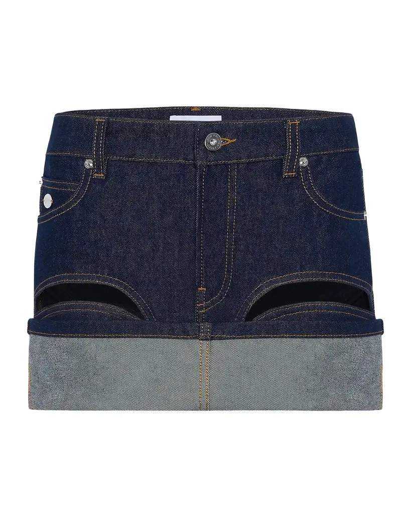 Jean Paul Gaultier Cutout Denim Mini Skirt