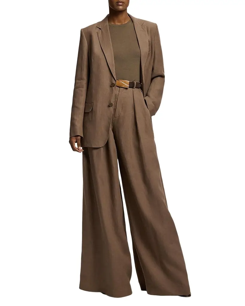 Ralph Lauren Greer Classic Linen Wide-Leg Trousers - Women's Clothing