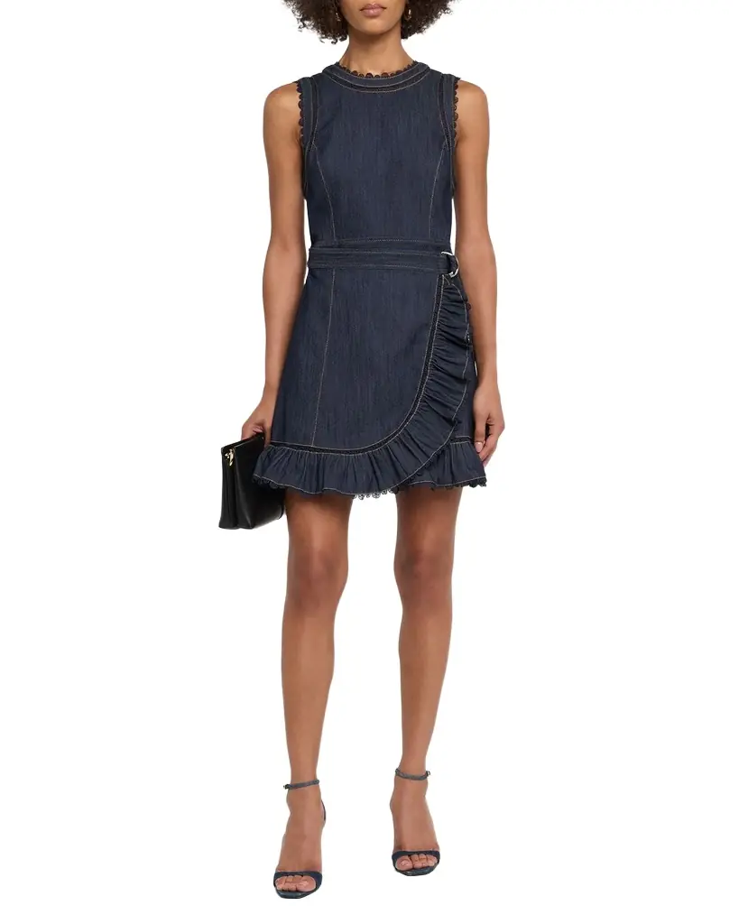 Cinq a Sept Mahlia Guipure Lace Denim Mini Dress