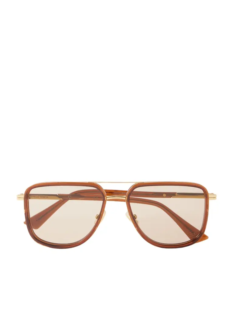 Bottega Veneta Eyewear Aviator-style acetate sunglasses - brown - One Size - Women's Accessories