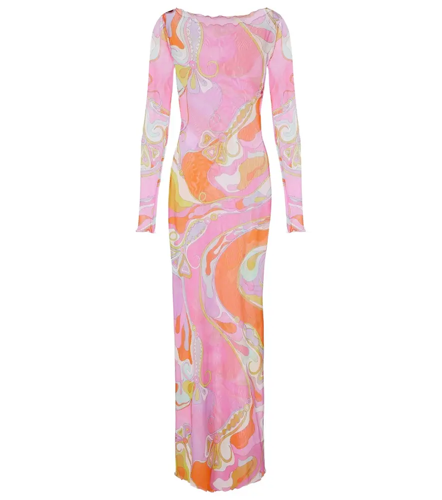 Pucci Orchidee sheer tulle maxi dress