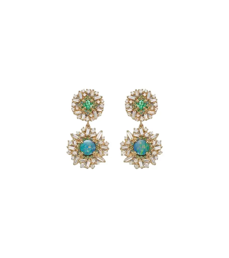 Suzanne Kalan 18kt gold drop earrings with gemstones