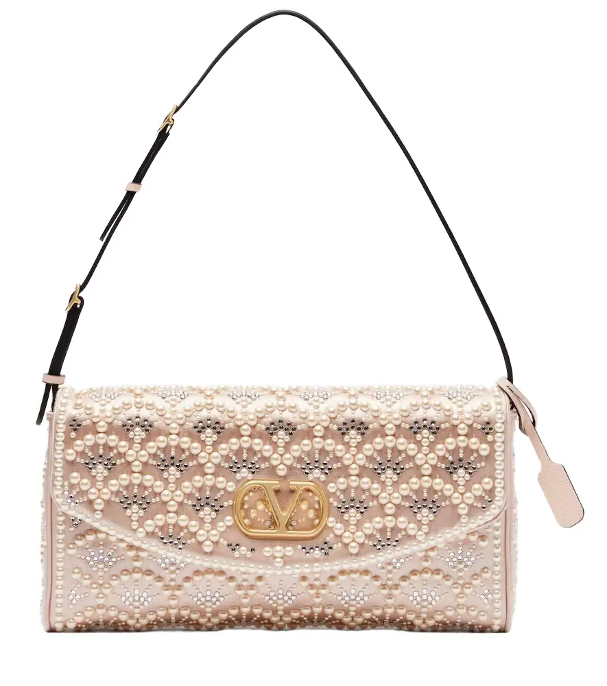 Valentino Garavani DeVain Small embellished satin shoulder bag