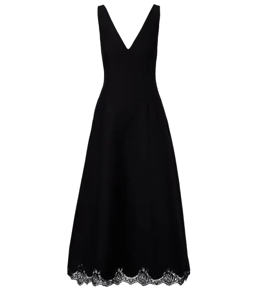 Valentino Crepe Couture lace-trimmed midi dress