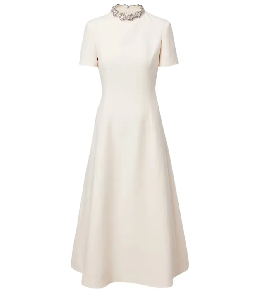 Valentino Crepe Couture embellished midi dress
