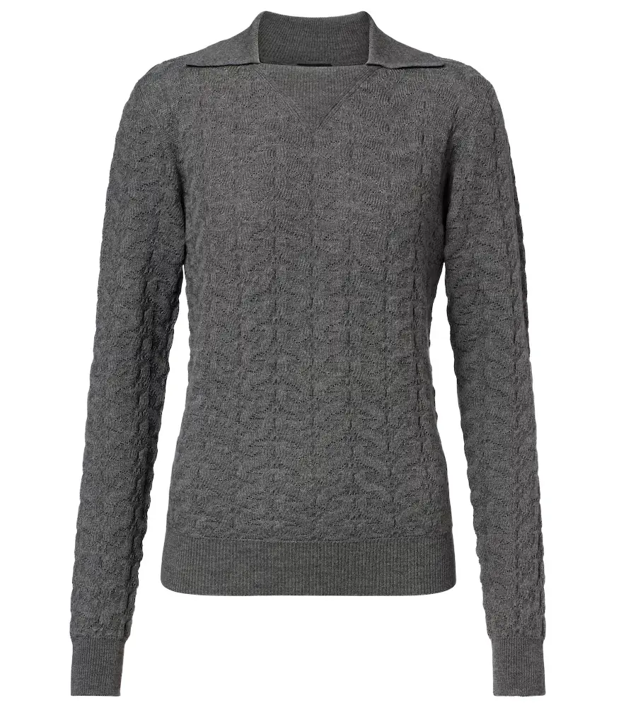 Etro Cable-knit wool polo sweater