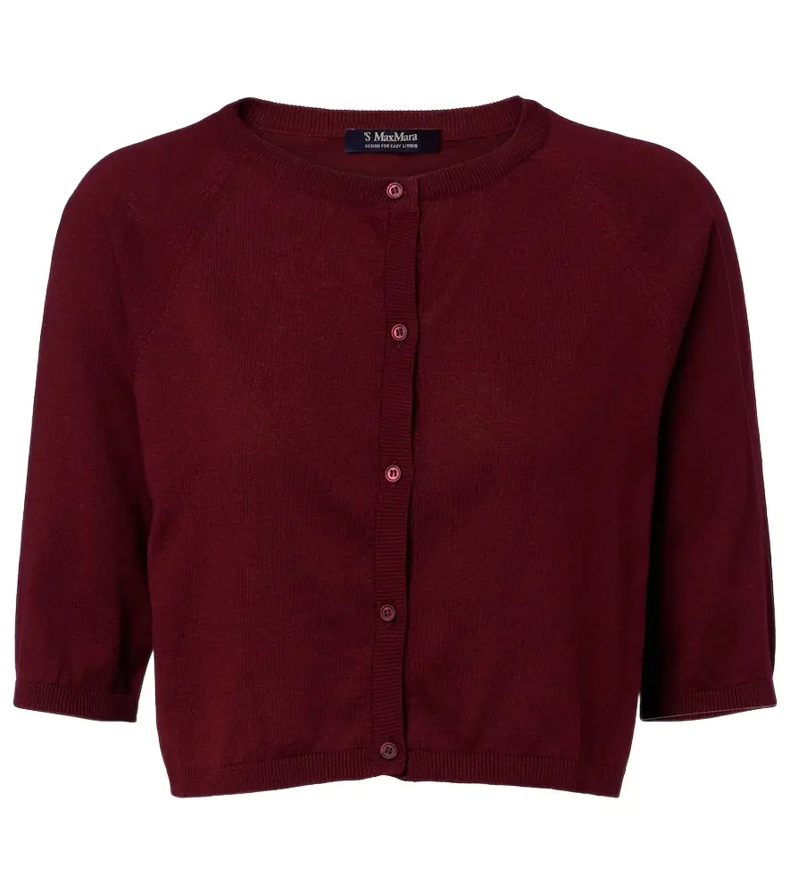 'S Max Mara Cropped cotton, silk, and cashmere cardigan
