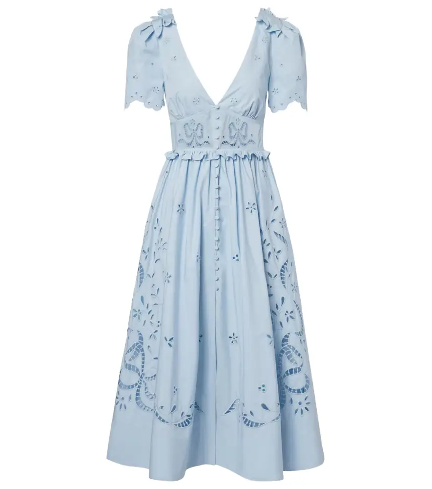 Self-Portrait Broderie anglaise cotton-blend midi dress