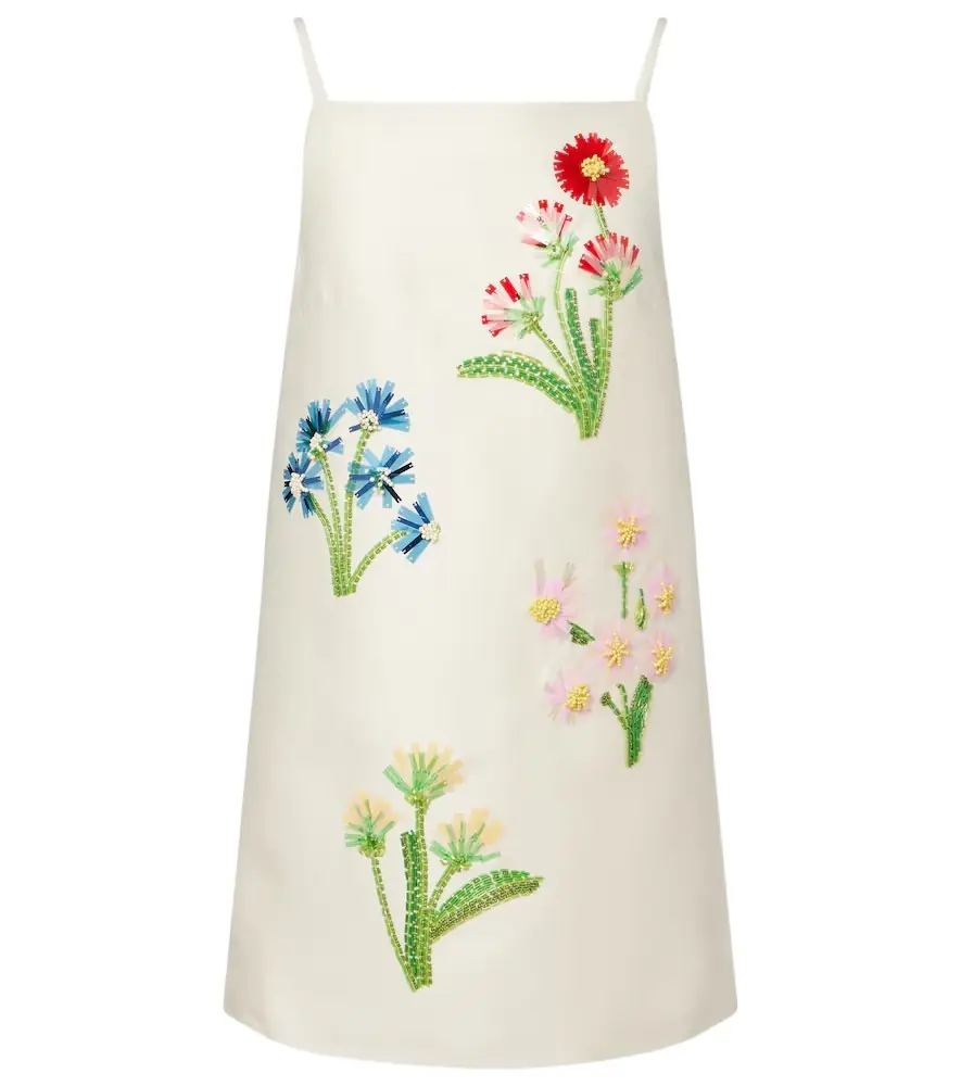 Leo Lin Leia embellished wool and silk minidress