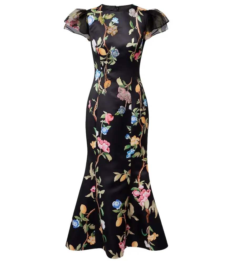 Leo Lin Sofia embellished floral maxi dress