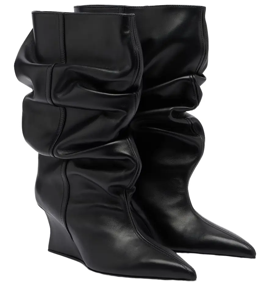 Balmain Leather wedge boots