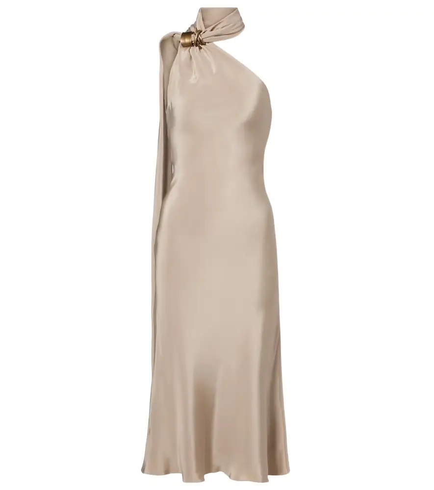 Max Mara Elegante one-shoulder silk crêpe midi dress
